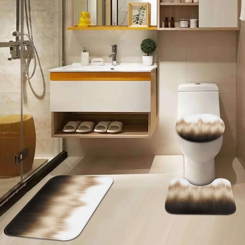 Tayney Bathroom Sets with Shower Curtain and Rugs, 4 Pcs,
