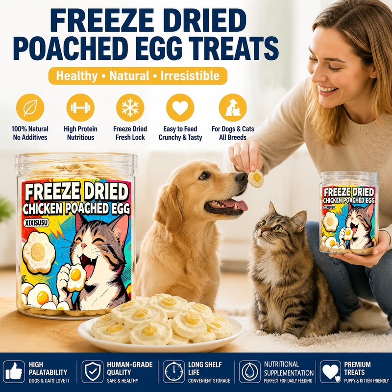 xixisusu Freeze Dried Sunny Side Up Egg Treats for Dogs,