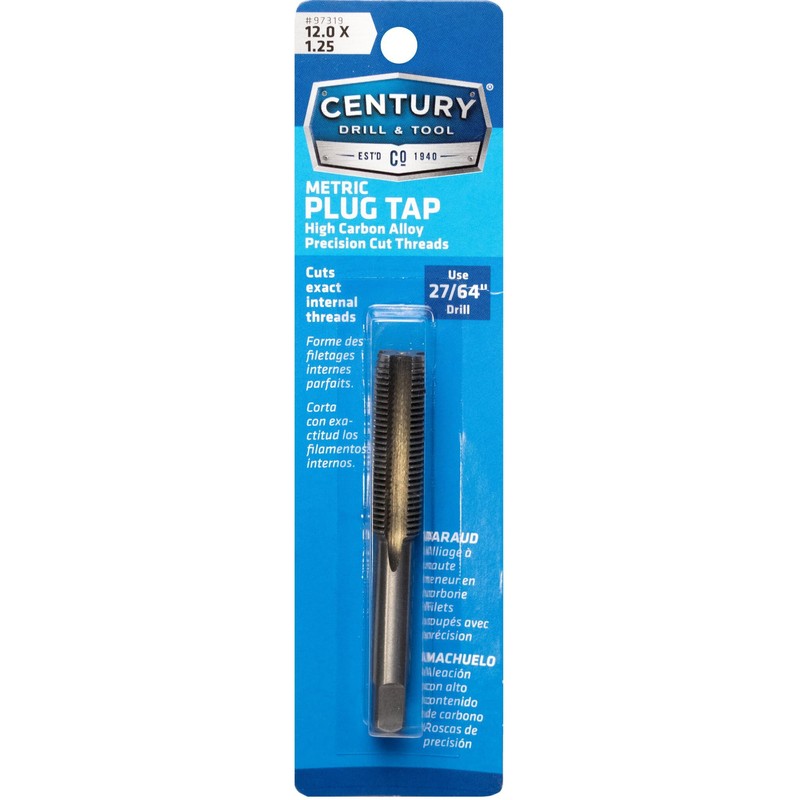 Century Drill & Tool 97319 Carbon Steel Metric Tap, 12.0X1.25