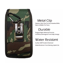 AISCELL For Sonim XP5plus XP5s XP5 Heavy Duty Holster Nylon Carry Case Metal Clip Pouch - Camo Nylon