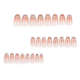 Magrace Press on Nails Short Almond Fake Nails French Tips Full Cover Short Round False Nails with Designs 24 Pcs Stick on Nails for Women and Girls (A-7)