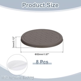 sourcing map 8Pcs Non-Slip Furniture Pads, 1.97" Round Anti Skid Rubber Caster Cups, Anti-Sliding Furniture Coasters, Anti Slide Floor Protectors Pads for Bed Couch Table (Brown)