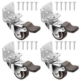 4Pcs Castor Wheels Swivel Castor Wheels for Furniture Heavy Duty Castors for Furniture with Safety Brake L-Shaped Trolley Furniture Caster for Furniture Flower Stand, 25 mm (A)