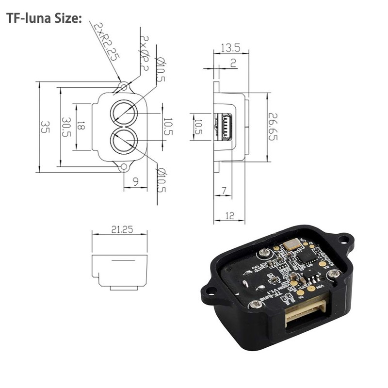 Benewake TF-Luna LiDAR Module Range Finder Sensor Single-Point Micro Ranging