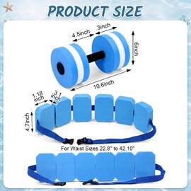 Thenshop Water Aquatic Exercise Set Including 2 Sports Aquatic Exercise Dumbbells and Swimming Belt for Water Workout Aerobics Pool Fitness Equipment