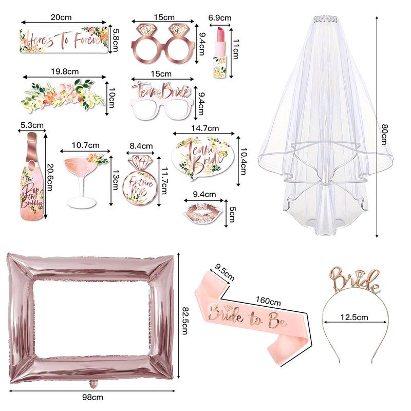 VEGCOO 14 Pz Accessori EVJF, Accessori per Photomaton di Nozze,