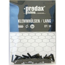 Predax Clamping sleeves – 50 crimp sleeves for steel leaders, diameter/length: 0.6 mm, long version