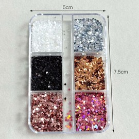 ISHR Nail Hologram Round 2 Case Sequins Ultra Thin Bling Accessories Gel Nail Body Face Decor Parts Nail Art Handmade DIY Craft Wedding Christmas Valentine (A)