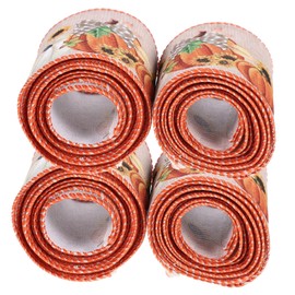KONTONTY 4rolls Thanksgiving Decorative Ribbons Fall-Themed Wired Ribbons for Crafts Wrapping Hair Accessories Each Safe Material