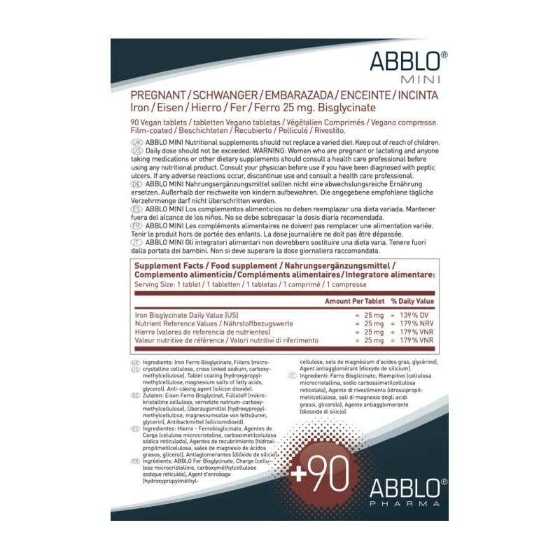 Abblo Pregnant Iron Bisglycinate, 1 Tablet per Day, Pack of