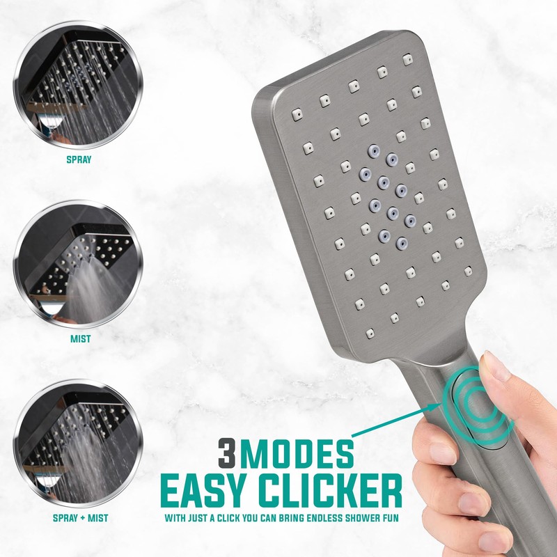 Metpure Handheld Shower Head with Easy Clicker for Multiple Sprays.