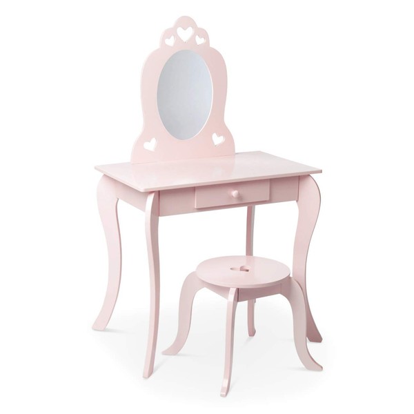Milliard Kids Vanity Set with Mirror and Stool, Beauty Makeup Vanity Table and Chair Set for Toddlers and Kids, Pink