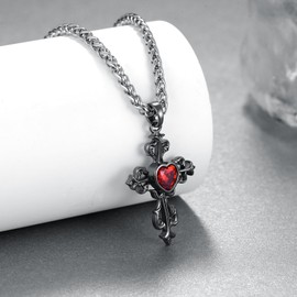Gothic Cross Necklace 925 Sterling Silver Gothic Necklace Black Cross Pendant Gothic Jewelry Gifts for Women Men
