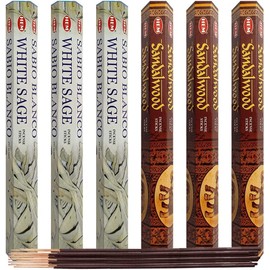 White Sage & Sandalwood Incense Sticks & Holder Bundle Variety Pack from Hem Trumiri Insense Insence