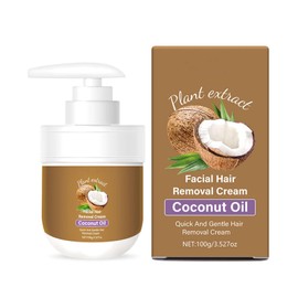 Facial Hair Removal Cream with Coconut Oil Facial Depilatory Cream for Upper Lip Chin Face and Body Gentle Quick Effective Painless Kind to Sensitive Skin 100g