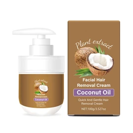 Facial Hair Removal Cream with Coconut Oil Facial Depilatory Cream for Upper Lip Chin Face and Body Gentle Quick Effective Painless Kind to Sensitive Skin 100g