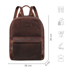 STILORD 'Adelin' Fashionable Small Leather Backpack Vintage Rucksack Women Stylish Daypack for Office City Shopping Handbag Genuine Leather, Colour:ambra - cognac