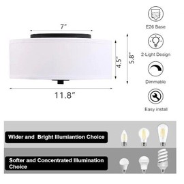 Lodstob 2-Light Flush Mount Ceiling Light Fixture,  12" Modern Close To Ceiling