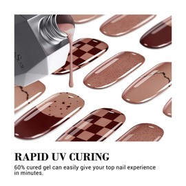 MelodySusie 30PCS Semi Cured Gel Nail Strips (Melting Brown), Works with Nail Lamp, Salon Quality, Long Lasting, Easy to Apply and Remove, Includes 2 Prep Pads, Nail File and Wooden Stick