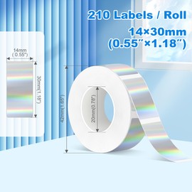 PARLAIM Label Maker Tape,Thermal Label 0.55"X1.18" (14mm X 30mm) 210 Labels/Roll,Compatible with D30 Label Printer,Self-Adhesive Label Tape for for Home Office Small Business (Holographic Silver)