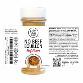 Hella Phat Vegan No Beef Bouillon Powder - Lower Sodium, Rich Flavor, Gluten-Free - Ideal for Soups, Stews, Gravies - Easy-Dispense, Leak-Proof Shaker Bottle