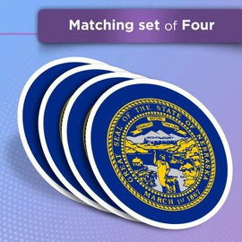 Vinyl Round Stickers (Set of 4) 10cm - Nebraska Flag Vector Emblem for Laptops, Tablets, Luggage, Scrap Booking, Fridges #60776