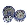 Blue Rose Polish Pottery Aztec Flower Measuring Bowl Set