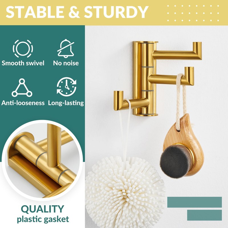 APLusee Swivel Towel Hook, 304 Stainless Steel Foldable Clothes Hook