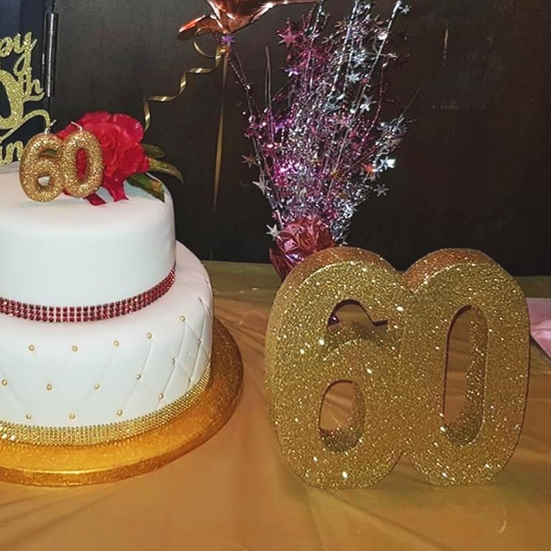 Number 60 Glitter Table Decoration Gold| Table Centrepiece | Table