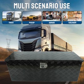 PRFFWK 44 Inch Truck Bed Tool Box Aluminum Trailer Storage Box for Truck Bed Pickup RV Trailer,Waterproof Truck Box with Side Handle and Lock Keys-44 x 15 x 15 inch,Black
