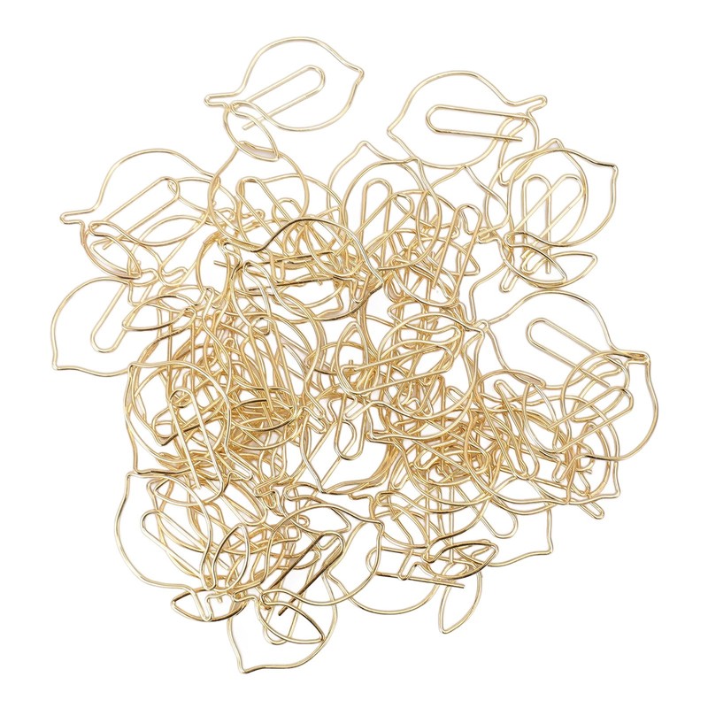 Pack of 100 Paper Clips, Cute Lemon Design Golden Bookmark