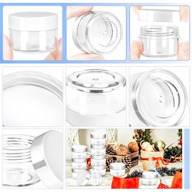 40 paquetes de tarros de plástico con tapas de 15 g, tarros de cosméticos redondos transparentes de 15 ml, tarros para maquillaje de tamaño de viaje con 10 espátulas para muestras de loción