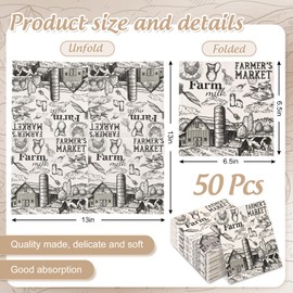 FYSUIMU 50Pcs Milk Farm Paper Napkins Cow House Disposable Luncheon Napkins Vintage Dinner Hand Napkins for Farmhouse Home Party Supplies Table Decor