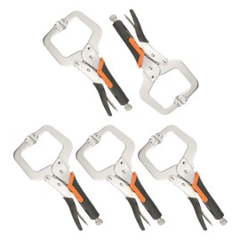 Biugaaufai 5 Pack 6 Inch C-Clamp Locking Pliers with Rubber Handle, C-Clamp Face, Heavy Duty C Clamp Locking Pliers, Adjustable Vise Grip C Clamps for Woodworking and Home Improvement