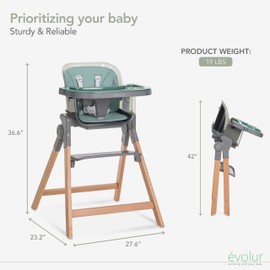 Evolur TinyThrone 2-in-1 Highchair in Matcha Green