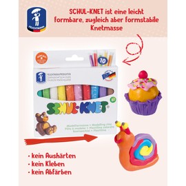 Feuchtmann SCHUL-KNET Basic + Kneading Set 10 x 18 g Children's Clay with Modelling Tool Vegan Gluten-Free Play Clay Non-Drying Clay Non-Toxic Modelling Clay