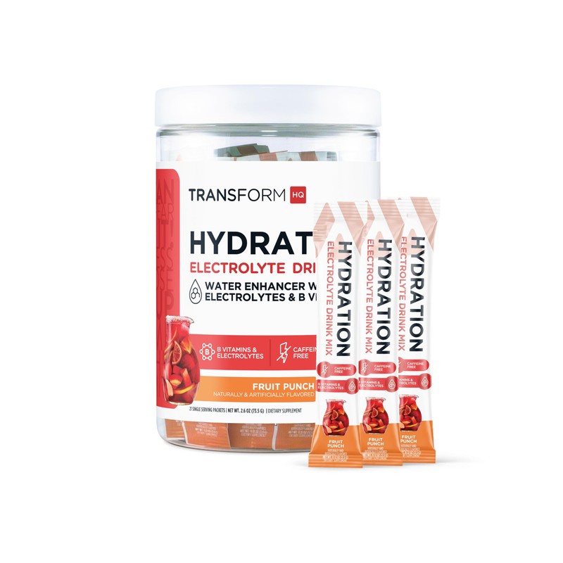 TransformHQ Hydration Drink Mix (21 Single-Serving Packets, Fruit Punch) -