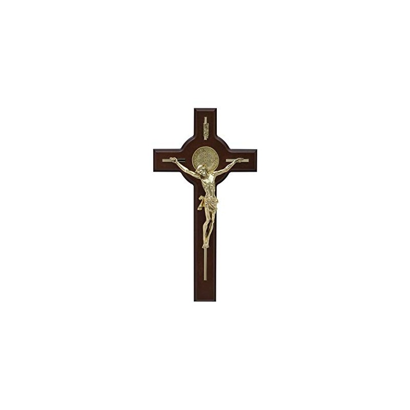 Jorvina Cristo/Cruz Grande de San Benito para Colgar Dorada
