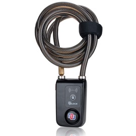 Smart Bike Cable Lock/Bicycle Lock Bluetooth APP Controlled Nulock,Bike Alarm Lock 110db,71 inch Long Braided Steel Cable Lock Anti Theft,Waterproof Bike Alarmed Lock for Scooter/Motorcycle/Gate