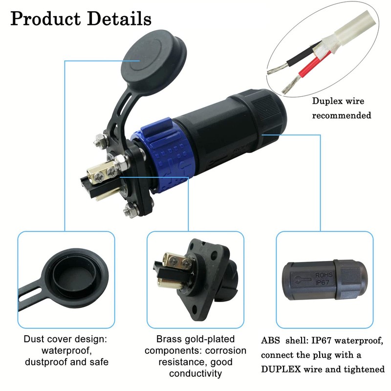 GaiRen Trolling Motor Plug and Circuit Breaker 60Amp Kit, Trolling