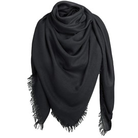 Alleza Women's Scarf Long Large Shawl Wrap Stole Square Muffler Soft Solid Colour 140 * 140 for Daily Wedding Evening Black