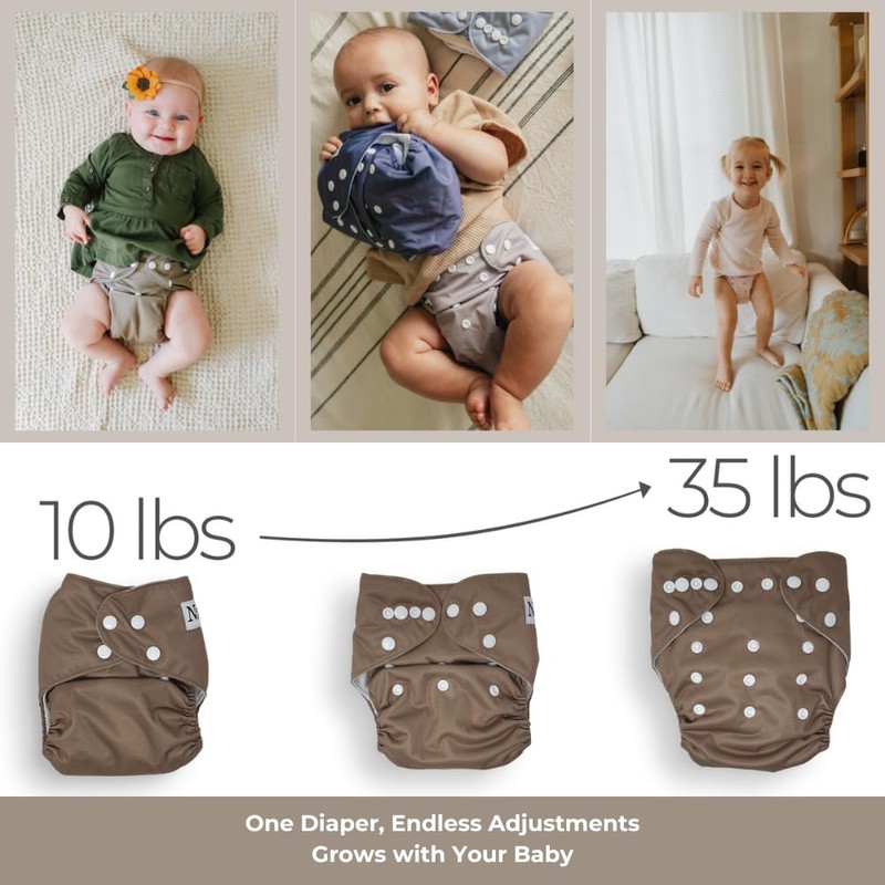 Nora's Nursery Cloth Diapers 7 Pack with 7 Inserts &