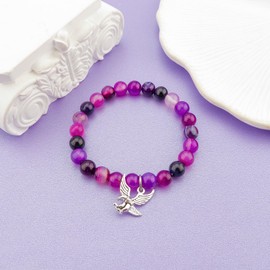 MollyQueen Eagle Scout Gifts Eagle Gift for Eagle Lover Eagle Bracelet Natural Stone Bracelet Jewelry Christmas gifts Birthday Gifts (Purple Eagle Bracelet)