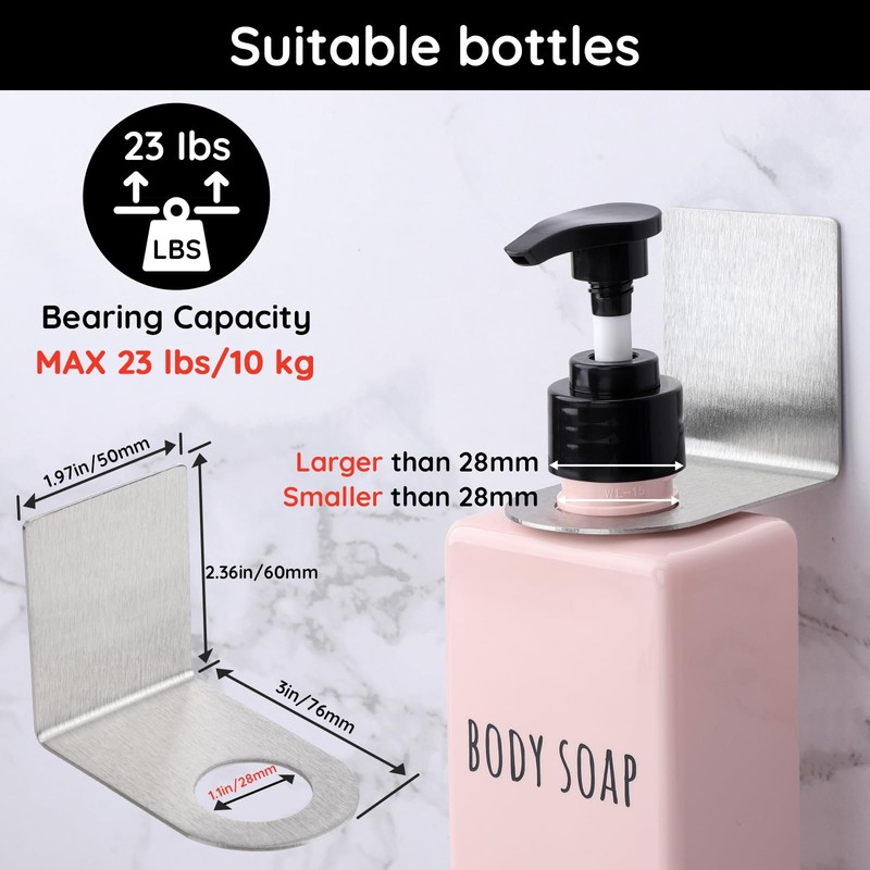 Segbeauty 3Pcs Adhesive Bottle Holder, Stainless Shampoo Bottle Holder, Dia