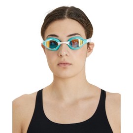 ARENA Unisex Adult Air-Speed Anti-Fog Racing Swim Goggles for Men and Women Special Air Seals Technology Mirror Lens, Yellow Copper/Turquoise