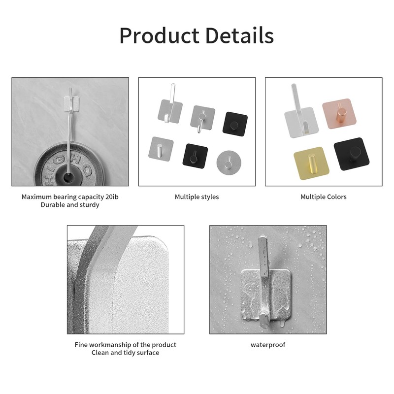 Paoli Heavy Duty Adhesive Hooks,Self-Adhesive Hooks Multiple Colors and Styles
