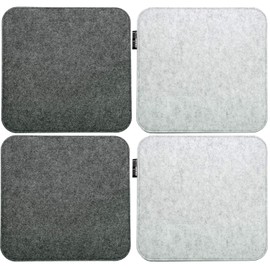 DuneDesign 4 Felt Seat Cushion Square 35 x 35 cm Chair Cushion Seat Cover 8 mm Light Grey Grey