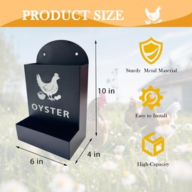 Automatic Chicken Oyster Shell & Grit Feeder,Hanging Metal Poultry Feeder Trough, Gravity-Fed Chicken Coop Accessory, Durable Black + Red Design