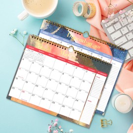 Vibrant Focus 2025-2026 Wall Calendar - 18 Monthly Wall Calendar 2025-2026, January 2025 - June 2026, 8.5" x 11", 2025-2026 Calendar with Twin-Wire Binding, Hanging Hook, Blocks and Julian Dates (2025-2026 Wall Calendar Green)