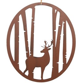 Logbuch-Verlag Door Wreath Christmas Wreath with Deer Metal 26 x 30 cm Winter Decoration Rust Brown